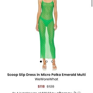 weworewhat mesh scoop maxi slip dress green polka dot  small- TAGS ON NOT WORN